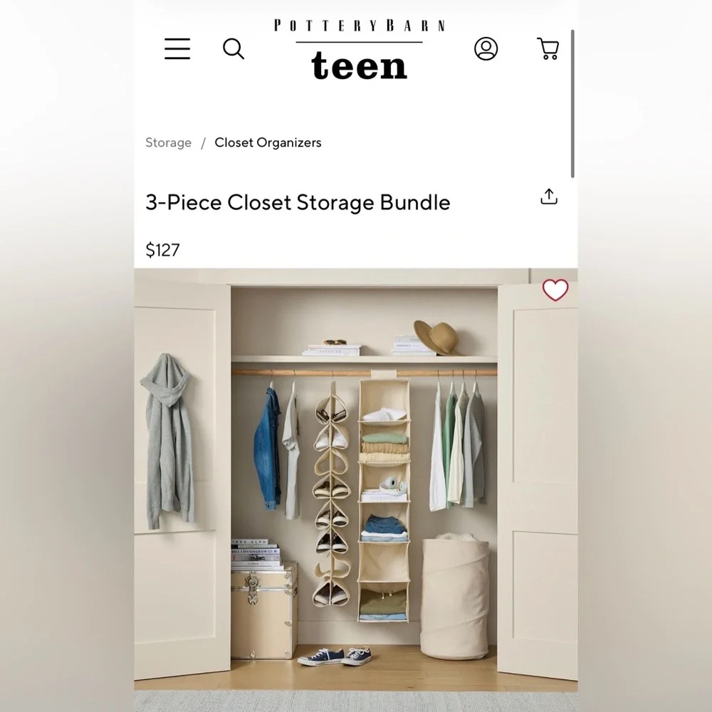 NWT Pottery Barn Teen 3-Piece Closet Storage Bundle in Oat